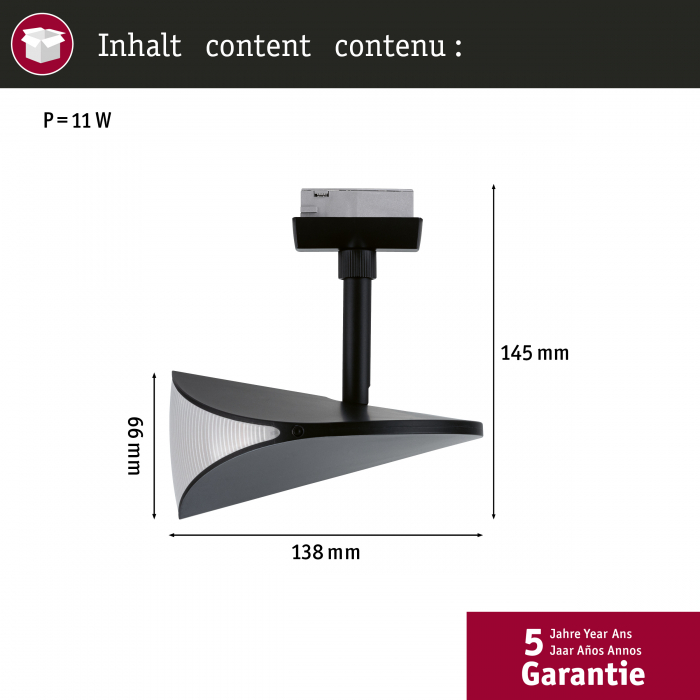 Spot URail LED Alejandro, 800lm, 10W, 3000K, 230V, negru mat, flux luminos variabil în 3 pași [8]