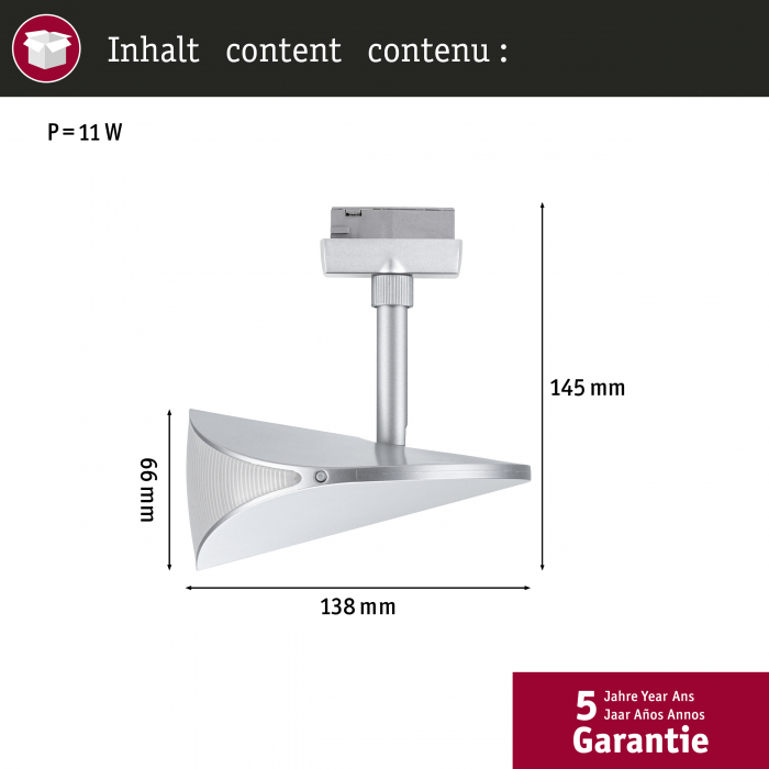 Spot URail LED Alejandro, 800lm, 10W, 4000K, 230V, crom mat, flux luminos variabil în 3 pași [5]