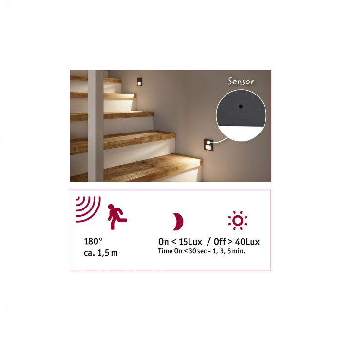 Spot vertical LED Tsaro, 80x36mm, 1W, 80lm, 230V, 2700K, negru mat, Leader [9]