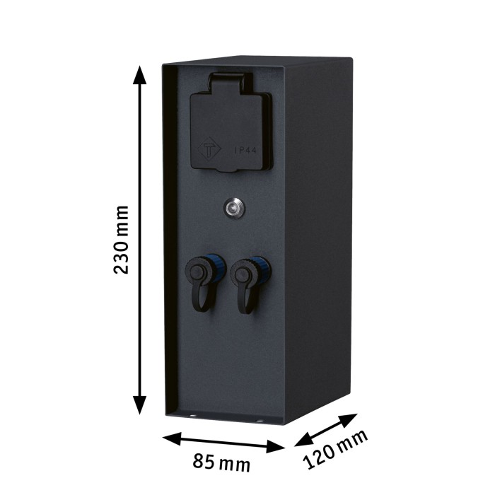 Stâlp RIO Plug & Shine IP44 cu două mufe si o priză, putere maximă pe mufe de 75W, senzor crepuscular [5]