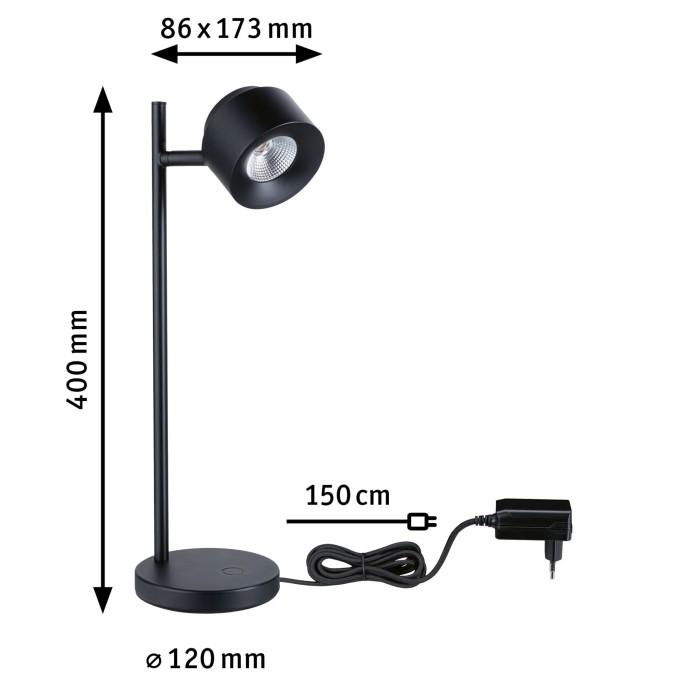 Veioză LED Puric Pane 2700K 400lm 5,5W, negru, cu flux luminos variabil în 3 pași [6]