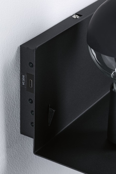 Wall luminaire Devara USB C   E27   230V max. 40W dimmable Black matt [8]