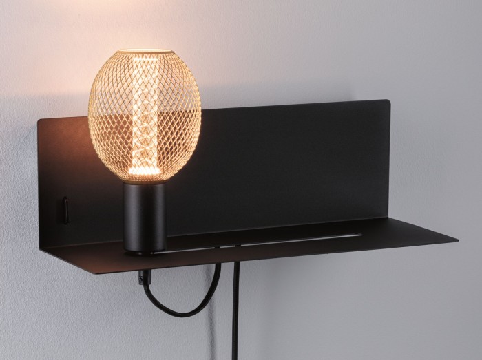 Wall luminaire Devara USB C   E27   230V max. 40W dimmable Black matt [5]