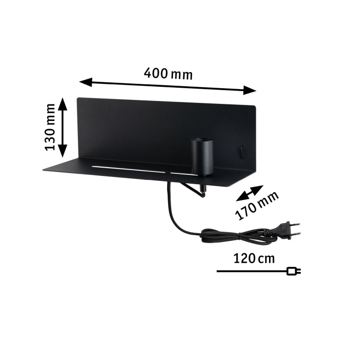 Wall luminaire Devara USB C   E27   230V max. 40W dimmable Black matt [2]