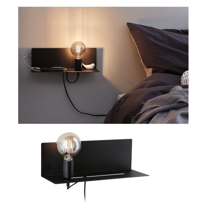 Wall luminaire Devara USB C   E27   230V max. 40W dimmable Black matt [15]