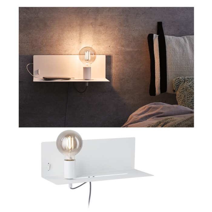 Wall luminaire Devara USB C   E27   230V max. 40W dimmable Matt white [15]