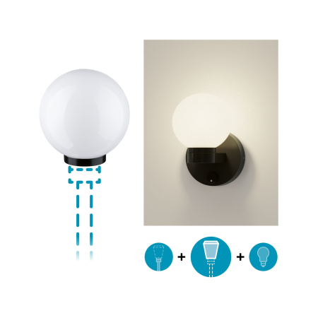 Abajur ModuShine Taleno, IP44, sferic, antracit, alb [1]