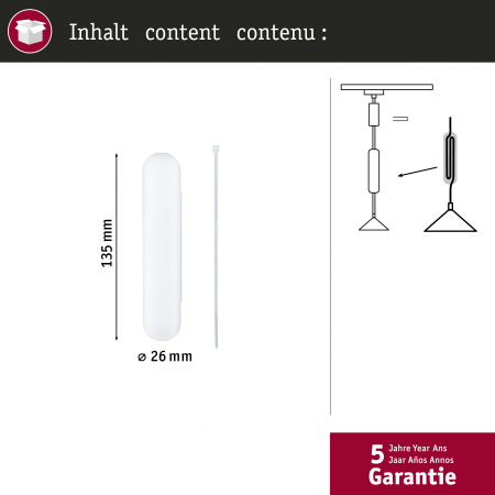 Accesoriu pentru scurtare pendul Urail,  alb Signal [6]