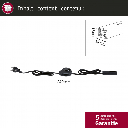 Alimentare sina Urail, cu stecher, max. 1000W, pentru utilizare pe perete, negru mat [6]