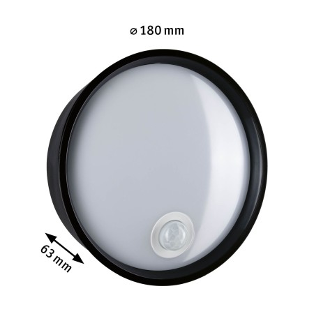 Aplică de exterior LED Platomo, IP44, 230V, 14.5W, negru, plastic, cu senzor de mișcare [1]