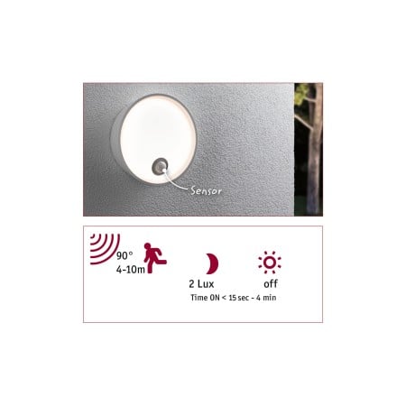 Aplică de exterior LED Platomo, IP44, 230V, 14.5W, alb, plastic, cu senzor de mișcare [2]