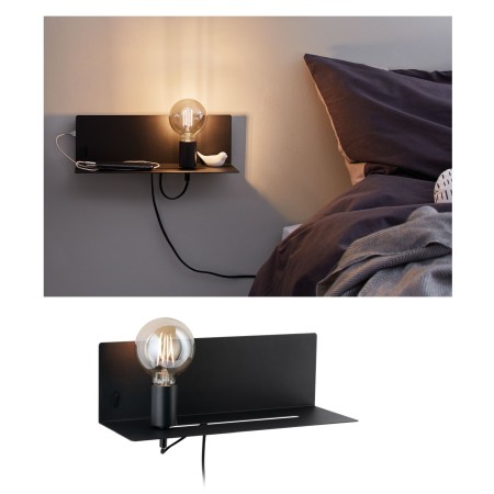 Aplice - Aplică de pat Devara max 1x40W E27 negru 230V metal, cu priză USB