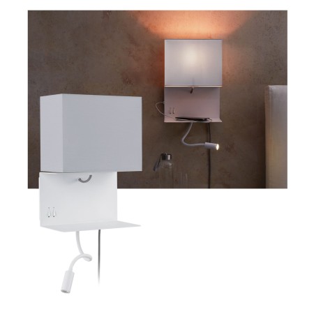 Living - Aplică de pat Merani LED max 1x40W/2,5W E27 gri/alb 230V material textil/metal cu priză USB