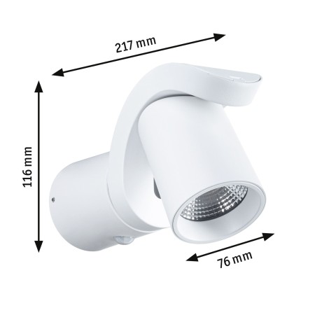 Aplică LED de exterior Cuff, cu senzor de mișcare, IP44, 3000K, 10W, 700lm, 230V, 70°, alb [2]