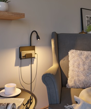 Aplică LED Halina USB C, 2700K, 200lm, 230V, 2,4W, negru mat [5]