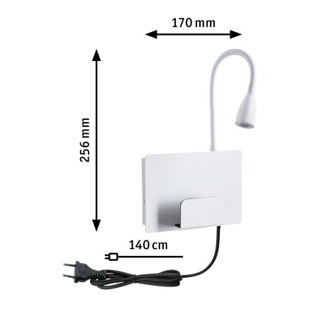 Aplică LED Halina USB C, 2700K, 200lm, 230V, 2,4W, alb mat [5]