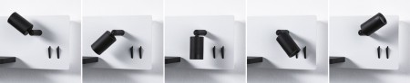 Aplică LED Serra USB C, 2700K, 650lm/200lm, 230V, 5,5/1x2,6W, cu flux luminos variabil, alb mat/negru mat [2]
