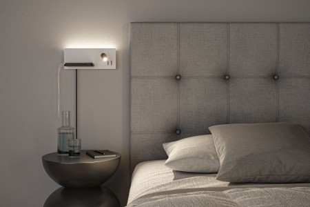 Aplică LED Serra USB C, 2700K, 650lm/200lm, 230V, 5,5/1x2,6W, cu flux luminos variabil, alb mat/negru mat [9]