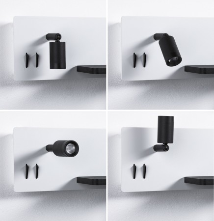 Aplică LED Serra USB C, 2700K, 650lm/200lm, 230V, 5,5/1x2,6W, cu flux luminos variabil, alb mat/negru mat [3]