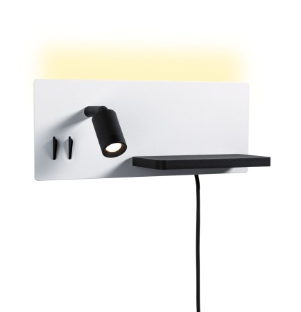 Aplică LED Serra USB C, 2700K, 650lm/200lm, 230V, 5,5/1x2,6W, cu flux luminos variabil, alb mat/negru mat [7]
