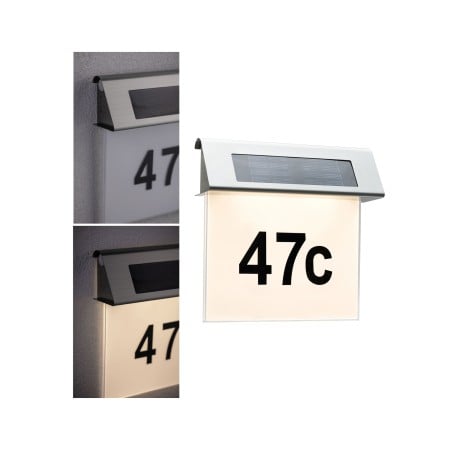 Aplică solară cu număr adresă IP44 LED 1x0,2W inox/alb/Acryl [1]