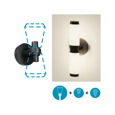Aplică bază dublă ModuShine, IP44, rotundă, antracit, E27, max. 15W [3]