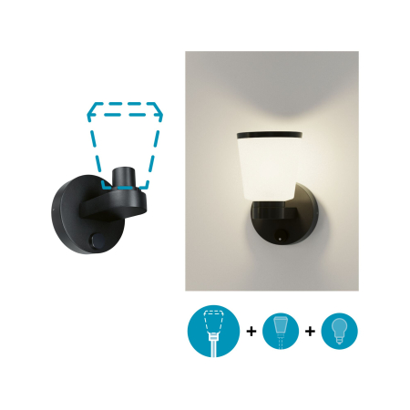 Aplică bază simplă ModuShine, IP44, rotundă, antracit, E27, max. 15W [2]