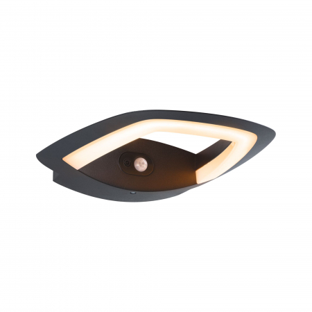 Iluminat exterior - Aplică de exterior Akena LED, senzor de mișcare, IP44, 243x254mm, 2200K, 11W, 800lm, 230V, antracit, aluminiu