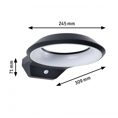 Aplică de exterior Anela LED, senzor de mișcare, IP44, 245x309mm, 3000K, 12,5W, 700lm, 230V, antracit, aluminiu [2]