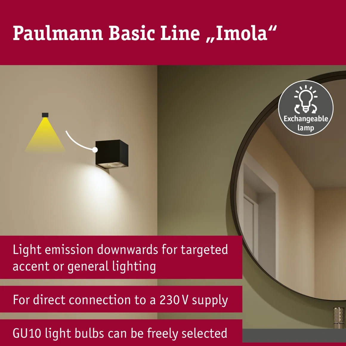 Aplică de exterior Imola, IP44, pătrată, max. 1xGU10, negru mat, aluminiu [8]