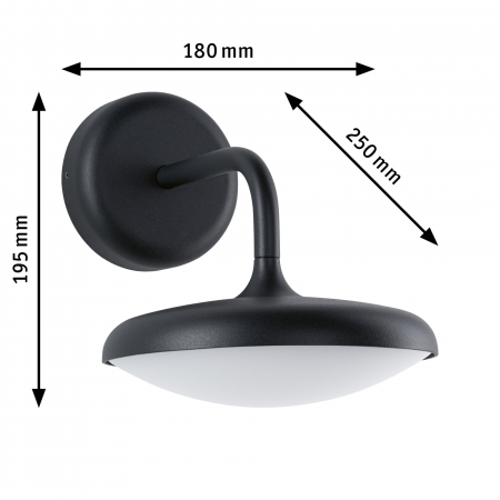 Aplică de exterior Nostro LED, IP44, rotundă, 180x250mm, 3000K, 10W, 900lm, 230V, antracit, aluminiu [2]
