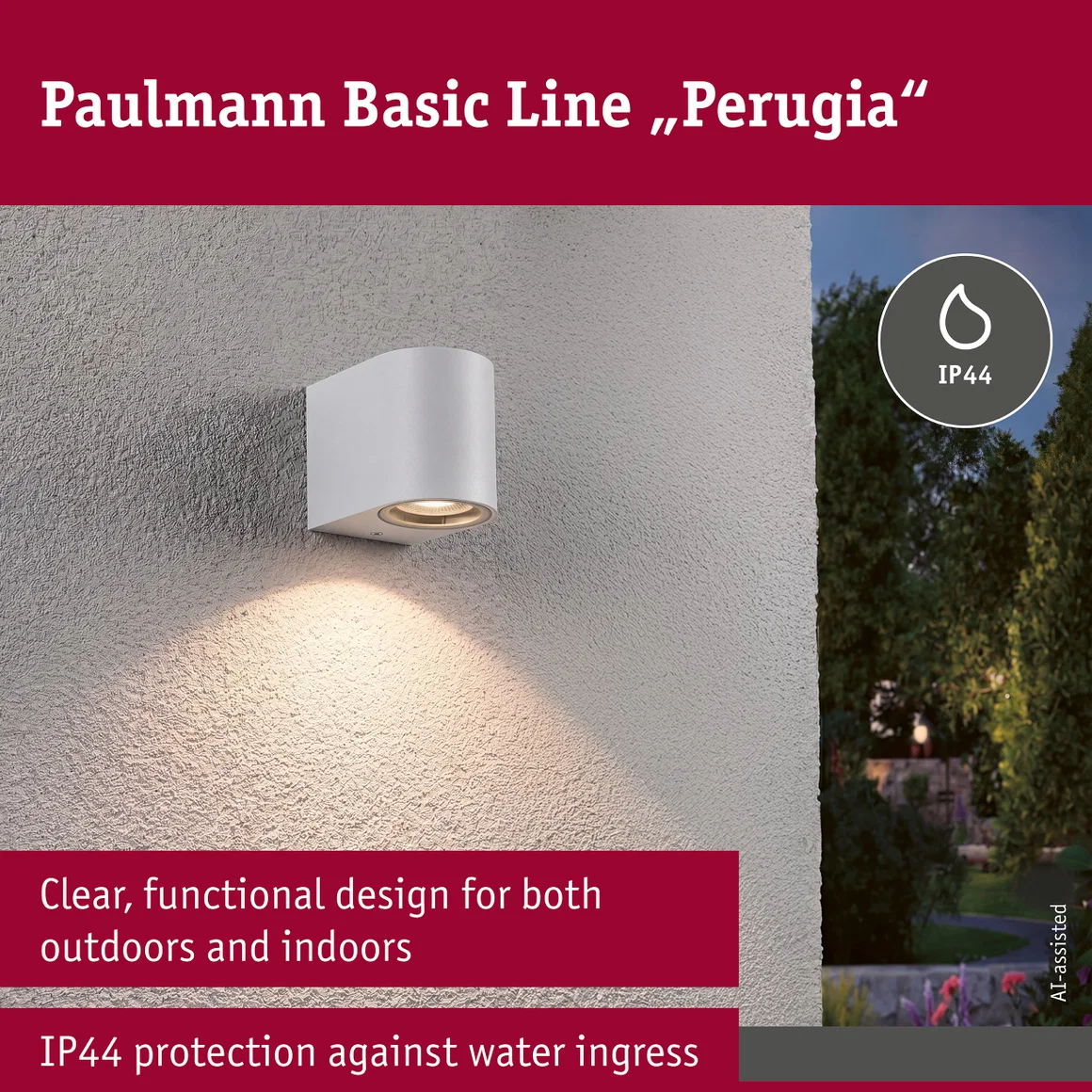 Aplică de exterior Perugia, IP44, max. 1xGU10, alb mat, aluminiu [9]