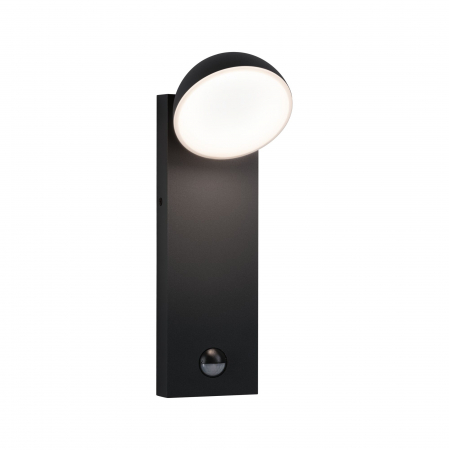 Rezistente la atmosferă sărată - Aplică de exterior Puka LED, IP44, rotundă, 110x125mm, 3000K, 8,5W, 460lm, 230V, antracit, aluminiu, senzor de mișcare