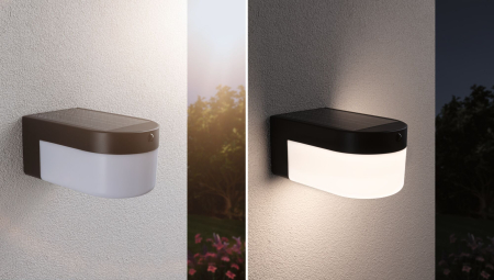 Aplică hibridă LED de exterior Calyne, 230V + Solar IP44, 145x229mm, 3000K, 2,3W, 230lm, 230V, negru [10]