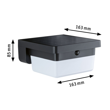 Aplică hibridă LED de exterior Isleen, 230V + Solar, IP44, 163x163mm, 3000K, 2,3W, 230lm, 230V, negru [2]