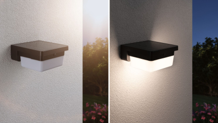 Aplică hibridă LED de exterior Isleen, 230V + Solar, IP44, 163x163mm, 3000K, 2,3W, 230lm, 230V, negru [9]