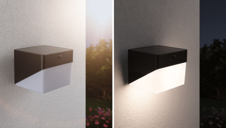 Aplică hibridă LED de exterior Lioren, 230V + Solar, IP44, 170x170mm, 3000K, 2,3W, 230lm, 230V, negru [9]