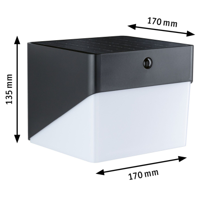 Aplică hibridă LED de exterior Lioren, 230V + Solar, IP44, 170x170mm, 3000K, 2,3W, 230lm, 230V, negru [2]
