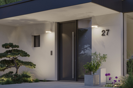 Aplică LED de exterior Capea, IP44, 3000K, 700lm, 230V, cu senzor de mișcare, alb, aluminiu [4]