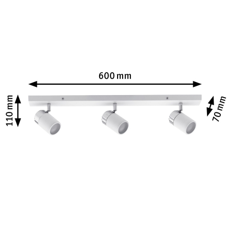 Bară cu spoturi Zyli, IP44, GU10,  230V, max. 3x10W, alb-crom [2]