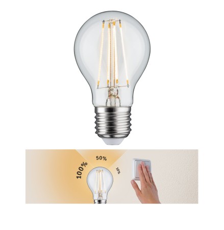 Uzuale - Bec LED AGL 7,5W E27 230V cu flux luminos variabil în 3 pași, clar