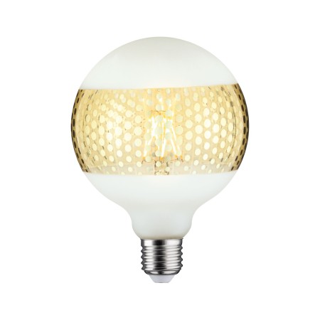 Becuri LED - Bec LED G125 cu inel oglindă aurie, punctată 420lm E27 cu flux luminos variabil 2500K 230V