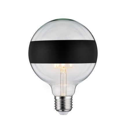 Becuri LED - Bec LED G125 cu oglindă inel 640lm E27 2700K 6,5W 230V, negru mat, cu flux luminos variabil