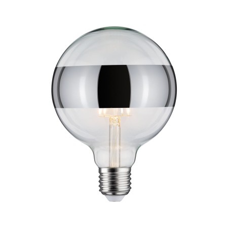 Decorative - Bec LED G125 cu oglindă inel 640lm E27 2700K 6,5W 230V, argintiu, cu flux luminos variabil