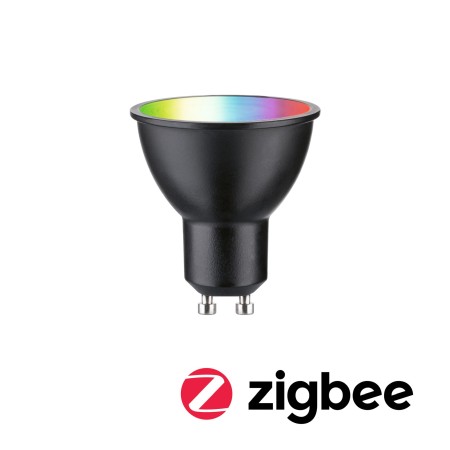 Becuri LED - Bec LED reflector, 230V, Standard Smart Home Zigbee 3.0, GU10, 350lm, 4,8W, RGBW+, flux luminos variabil, negru mat
