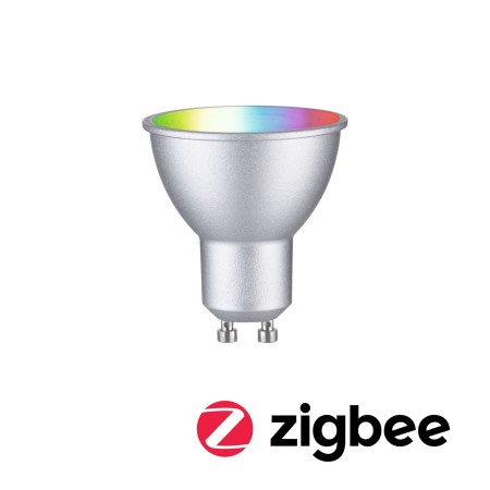 Becuri LED - Bec LED reflector, 230V, Standard Smart Home Zigbee 3.0, GU10, 350lm, 4,8W, RGBW+, flux luminos variabil, crom mat