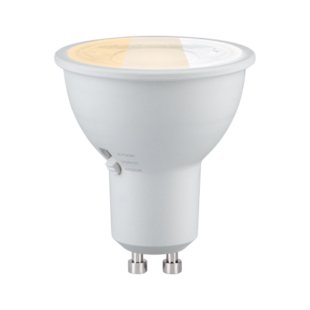 Bec LED reflector, GU10, DIP Switch, 650lm, 6,9W, 2700 - 4000K, alb Signal, flux luminos variabil