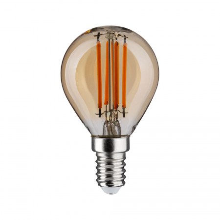 Bec miniglob cu filament LED, 1879, 230V, E14, 450lm, 4,9W, 1800K, flux luminos variabil în 3 pași, auriu [1]