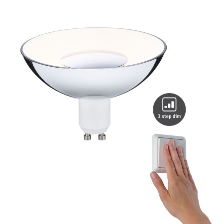 Bec LED decorativ, GU10, 4,9W alb/argintiu, cu flux luminos variabil în 3 pași [5]