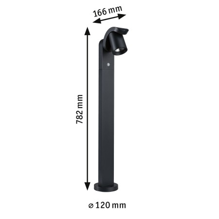 Bolard LED Cuff, cu senzor de mișcare, IP44, 3000K, 10W, 700lm, 230V, 70°, antracit [2]